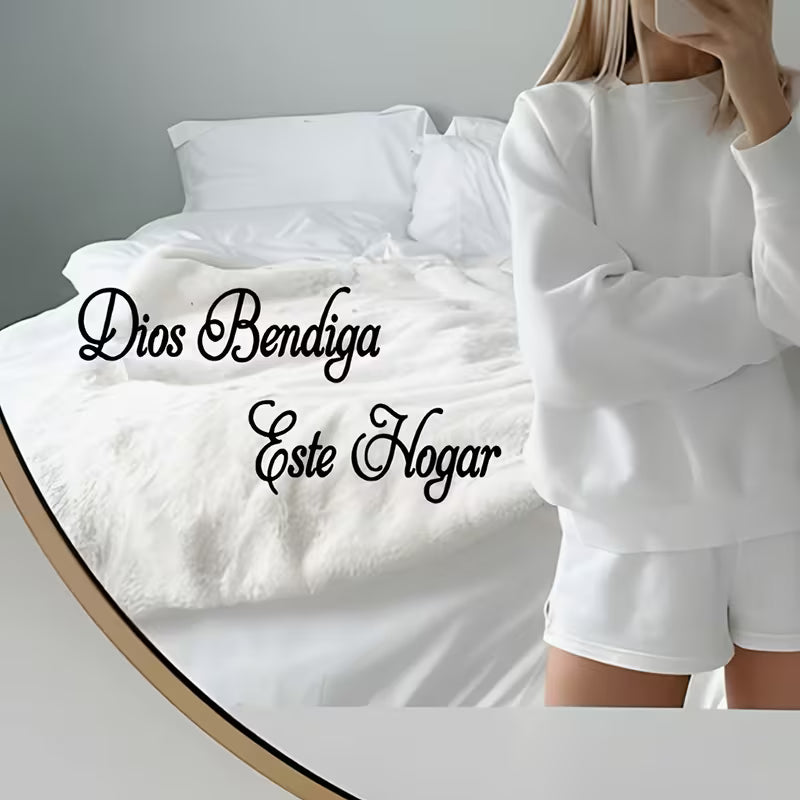 1pc Spanish Blessing Wall Sticker "Dios Bendiga Este Hogar" with Religious Meaning, Living