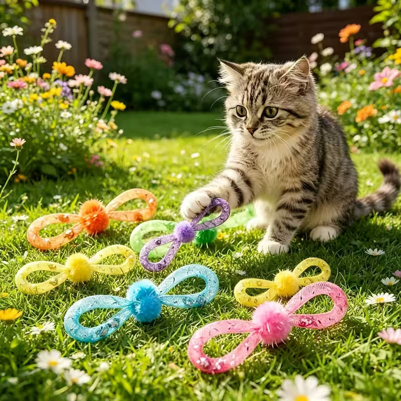 Colorful Bowknot Cat Toys Set
