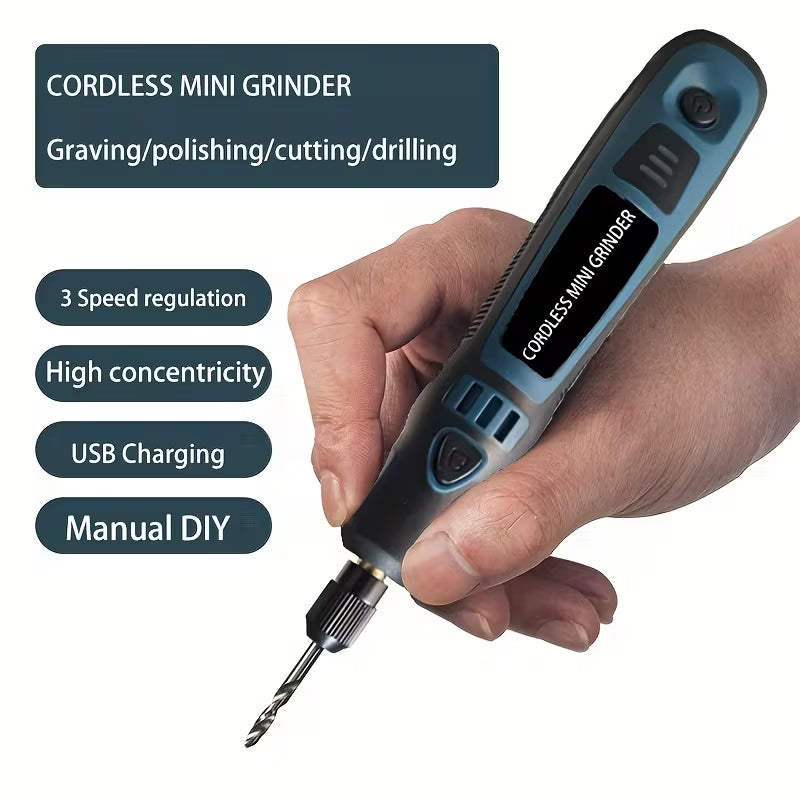 USB- Electric Grinding, Polishing & Drilling Mini Machine with 3-Speed Adjustable Rechargeable Pen