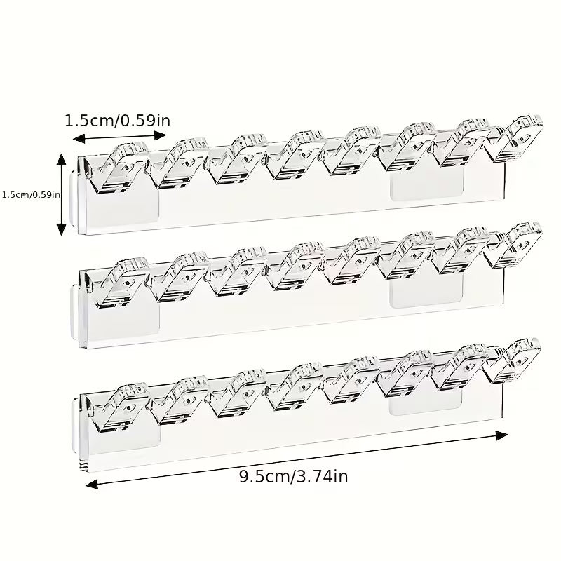 9pcs 8-Hook Transparent Acrylic Wall-Mounted Jewelry Organizer