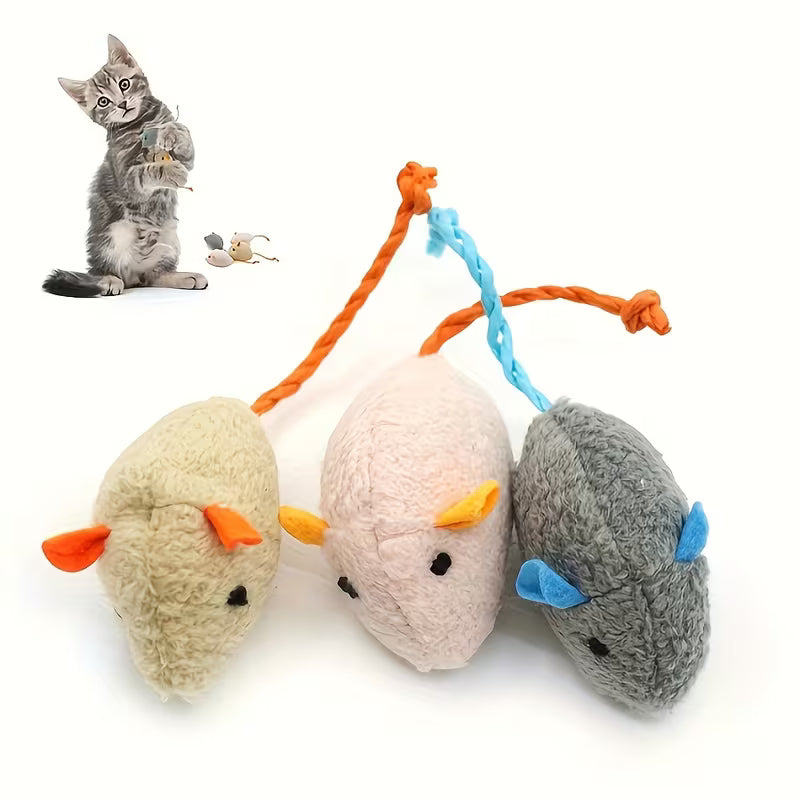 18pcs/28pcs Cat Toy Mice, Kitten Interactive Self-Play Toys, Simulated Mouse Set, Random Color