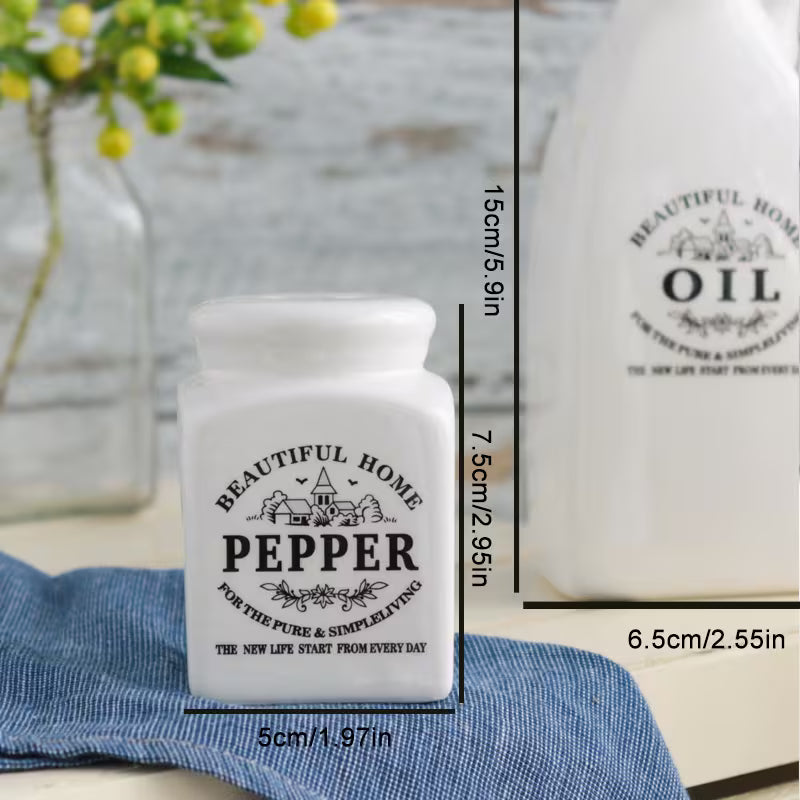 4pcs Of Beautiful And Durable Sealed Ceramic Spice Jars