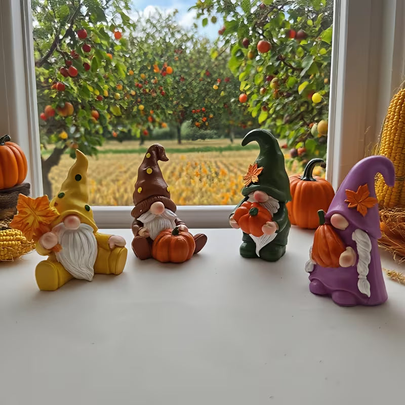 A Set of 4 Gnome Figurines for Desktop Decoration, Suitable for Use in Offices, on Desks