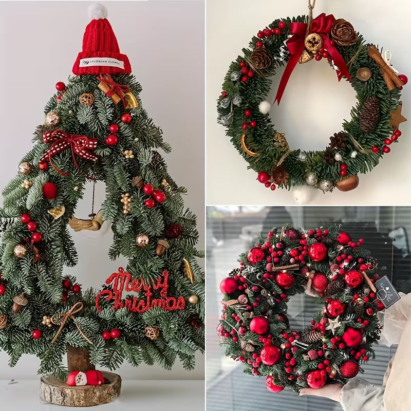 50pcs Chistmas Red Berry Stems, Artificial Round Berry Simulation Foam Fruit Cherry