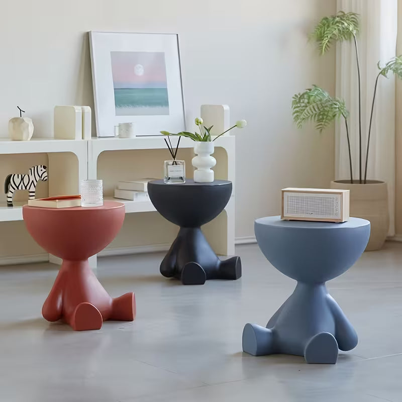 1pc Modern Creative Bear-shaped Plastic Bedside Table, Multifunctional Bedside Table, Easy