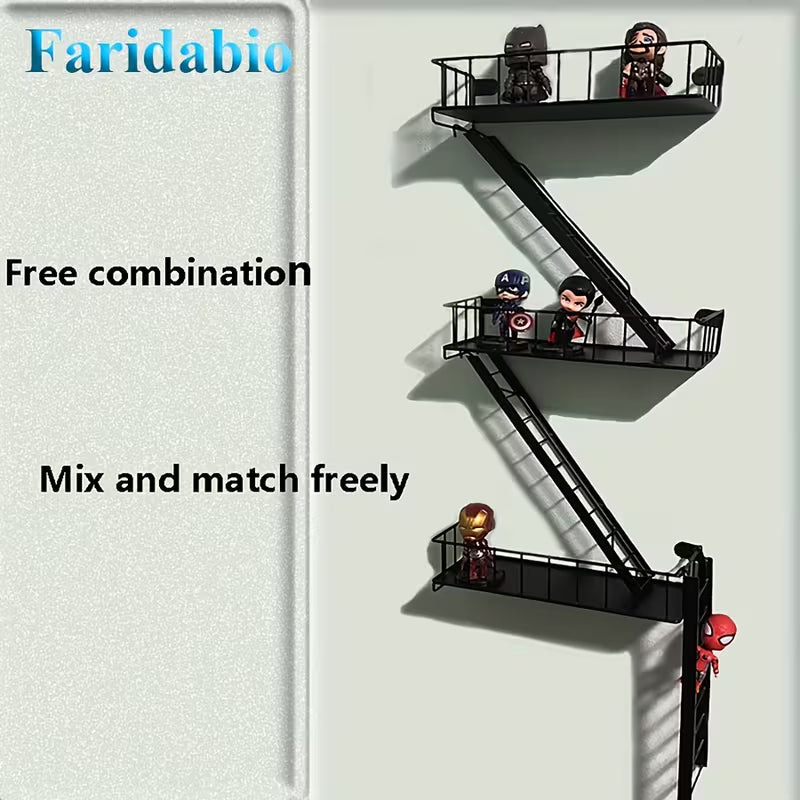 Faridabio Creative Multi-Tier Staircase Combination Shelf, Wall Display Collector Shelf