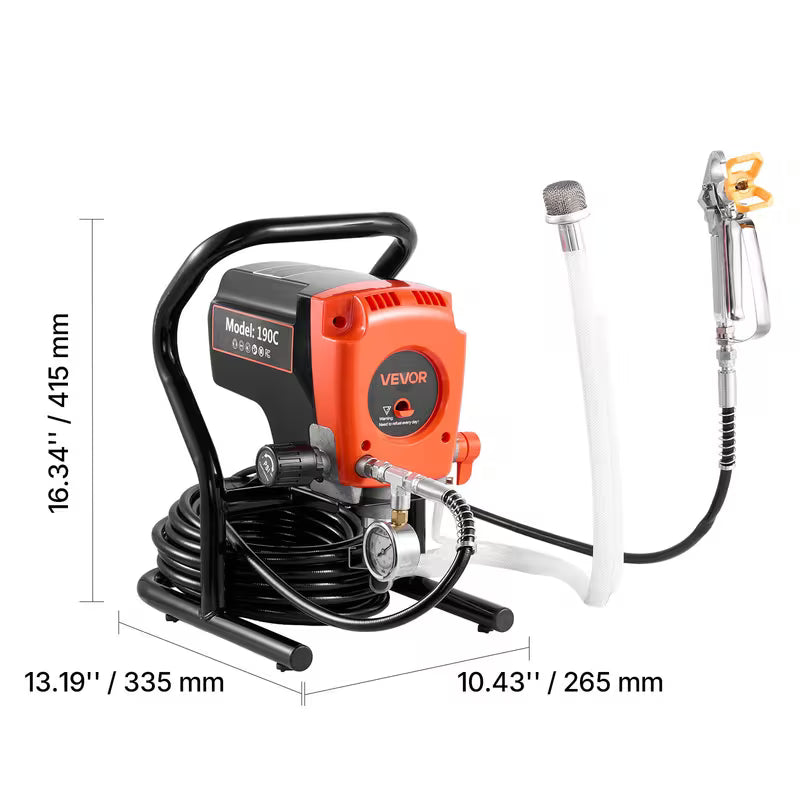 VEVOR Stand Airless Paint Sprayer, 900W, 3300PSI High Pressure Airless Sprayer, Cleaning Brush