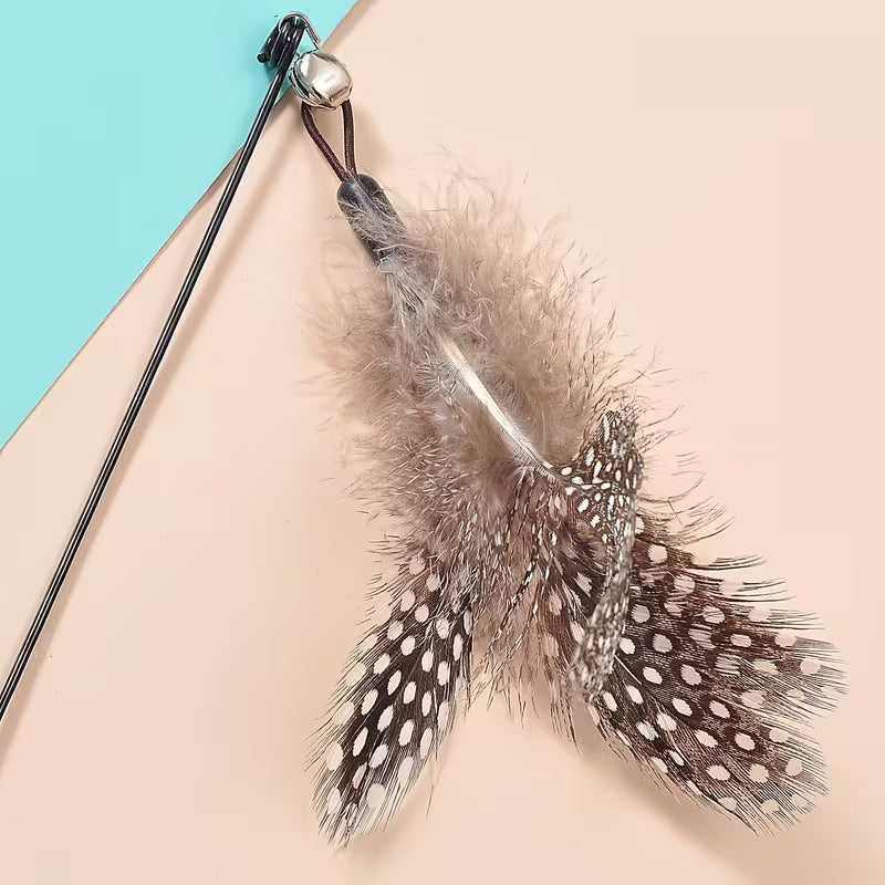 Cat Feather Toy Interactive Cat, Handheld Amusing Stick Toy