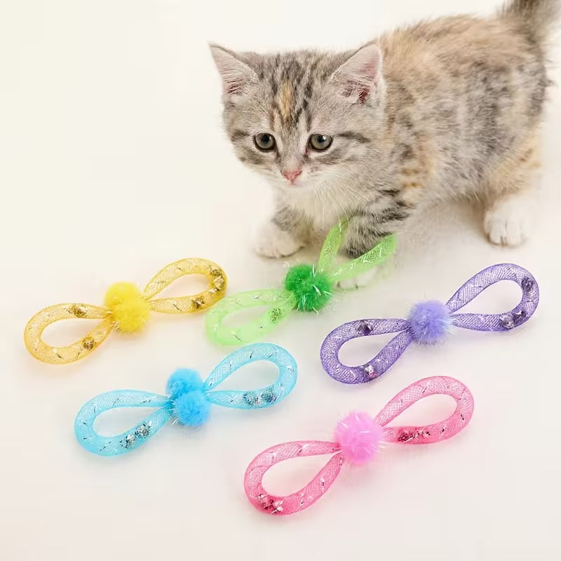 Pet Cat Tube with Bell Toy Kitten Toys Bowknot Relieve Set, Random Color