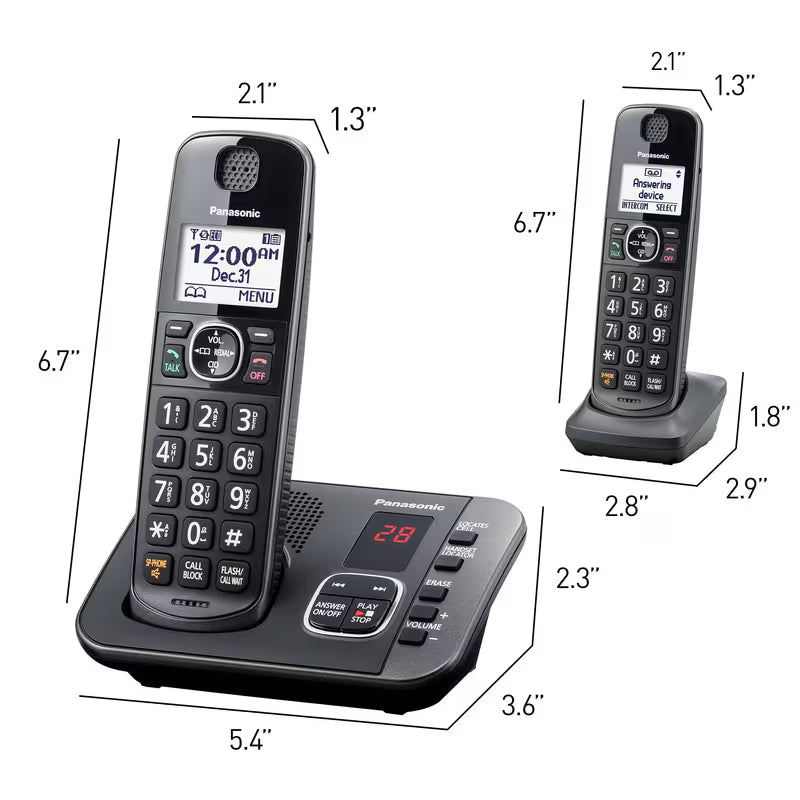 Panasonic DECT 6.0 Expandable System, Cordless Phones, Black
