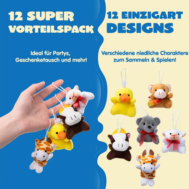 36 Pack Mini Animal Plush Toy Assortment 36 Units 3" Each