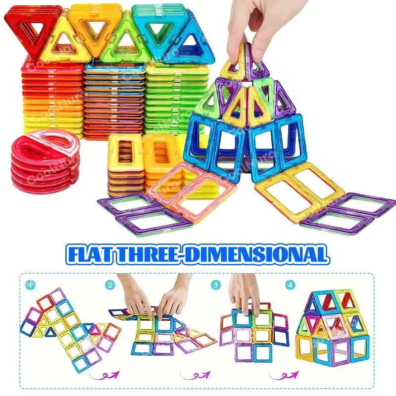 72/60-Piece Magnetic Tiles Kids Toys
