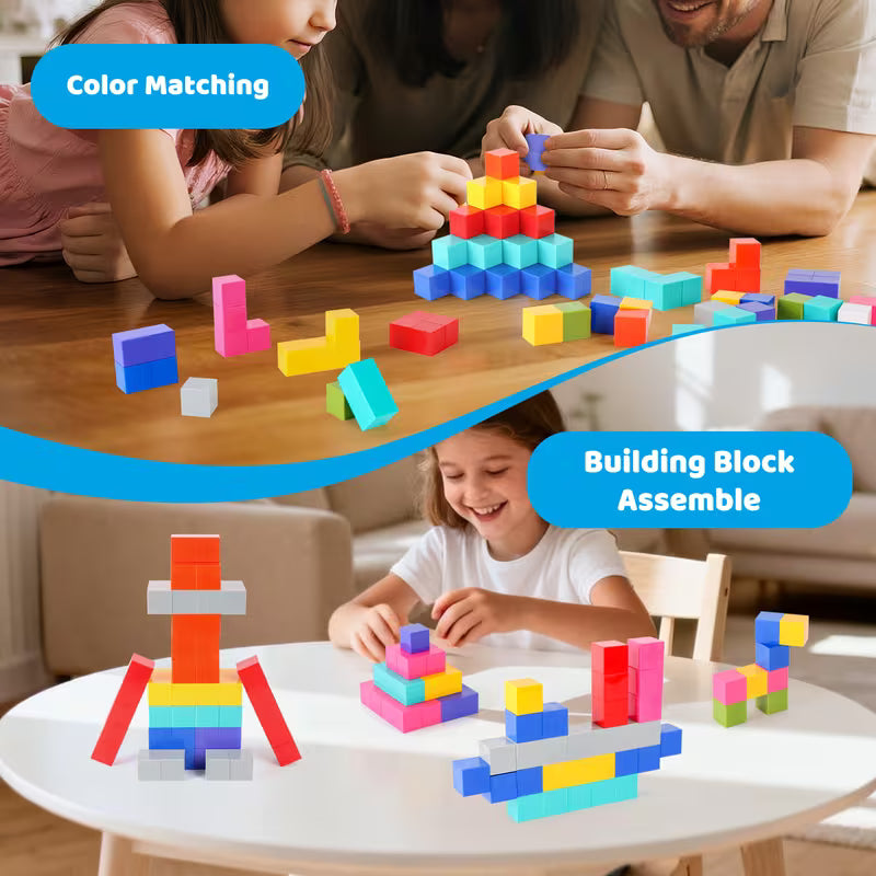 100-Piece Colorful Magnetic Building Blocks and Cubes