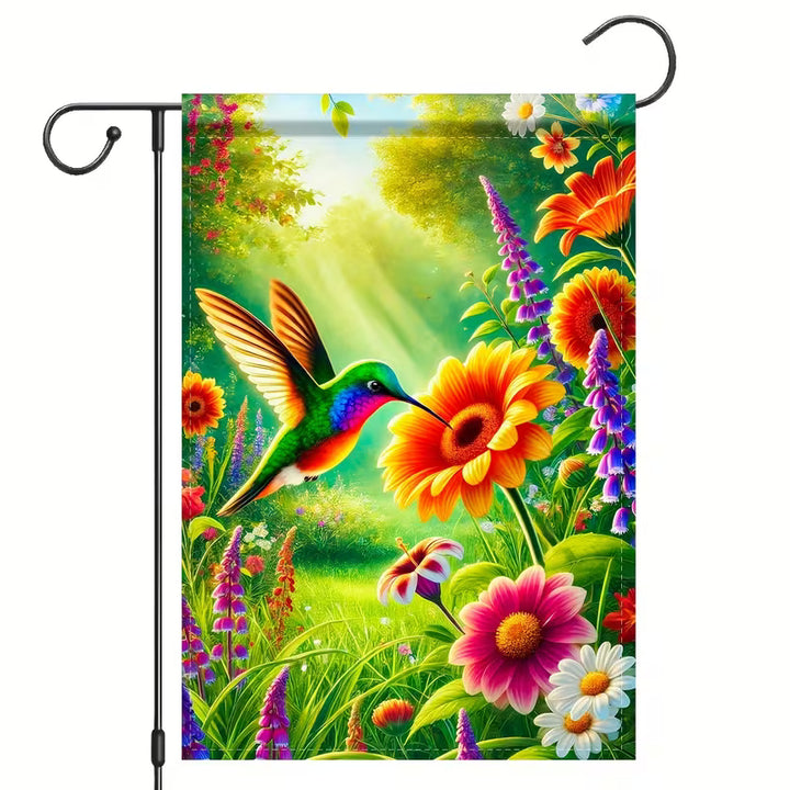 1PC Vibrant Hummingbird Garden Flag Polyester