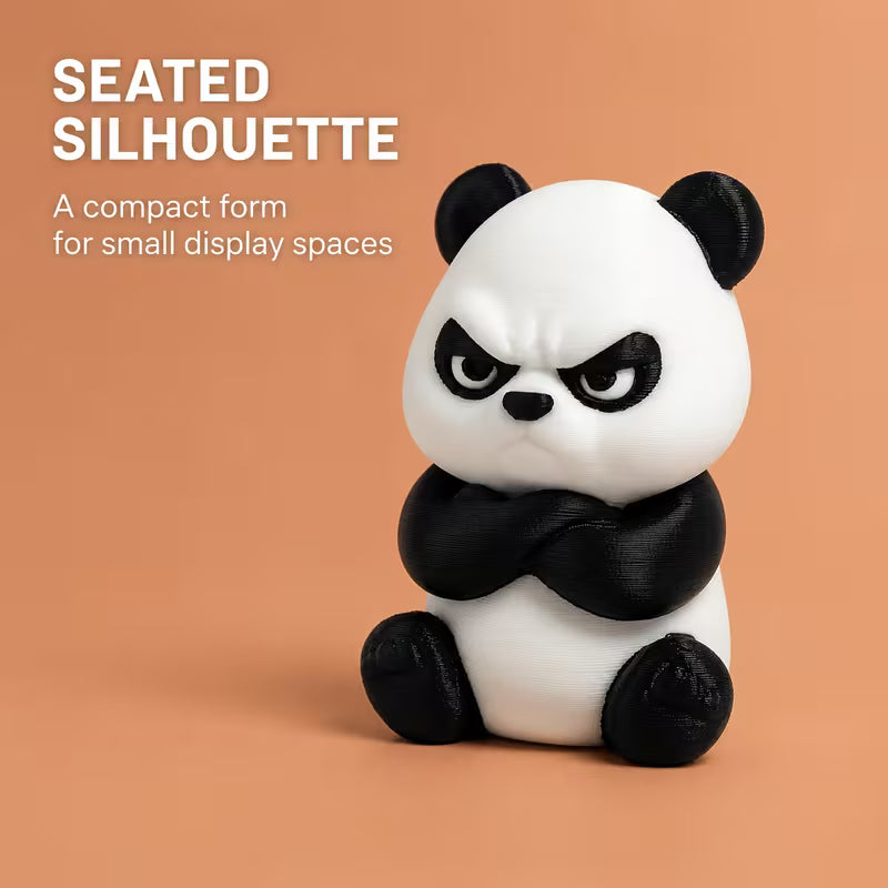 3D-Printed Angry Panda Figurine Plastic