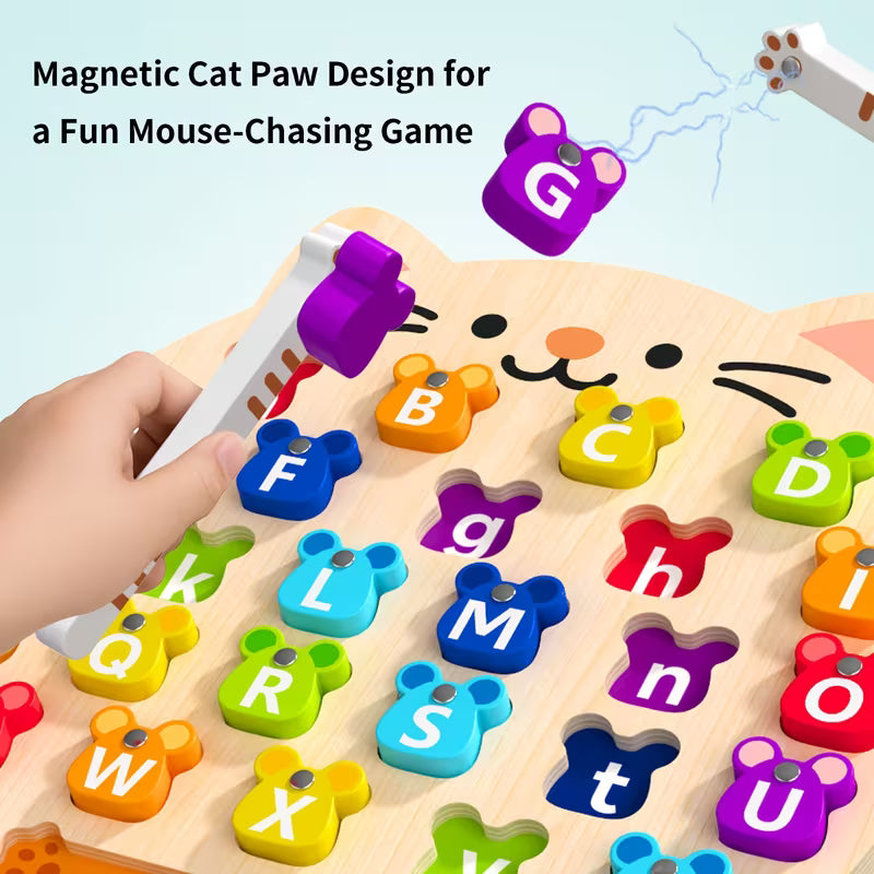 Wooden Cartoon Puzzle Board and Letter Block Type Toy