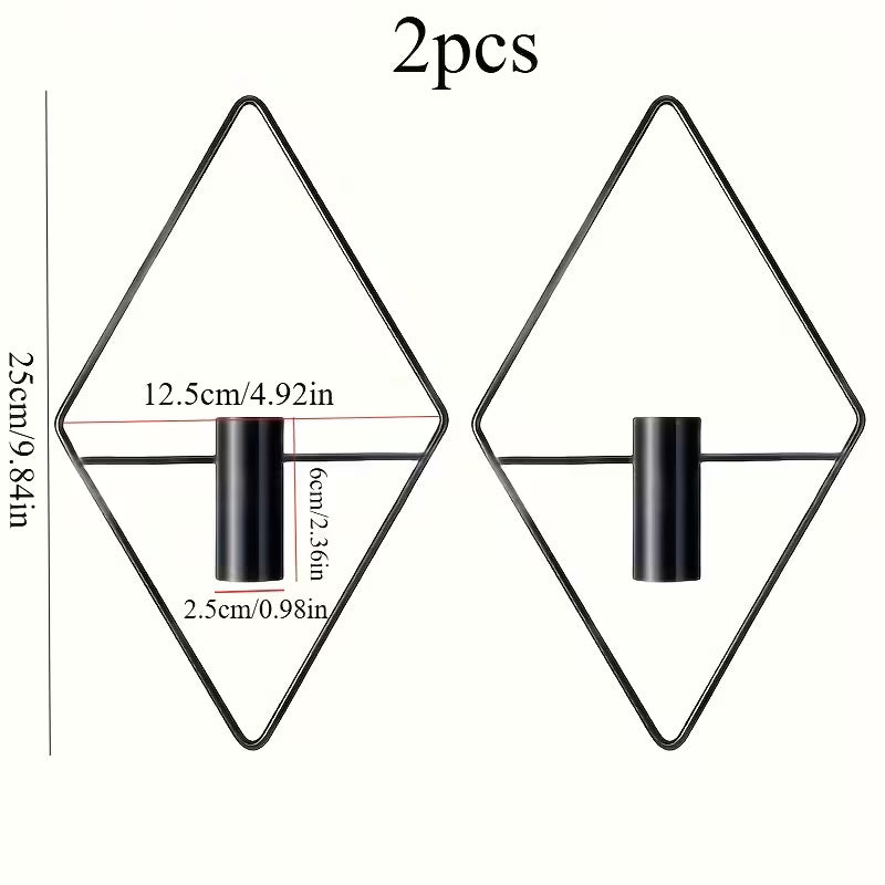 2pcs, Diamond Shape Hanging Planters Metal Vase Indoor Holder Modern Geometric Wall Decor for Home