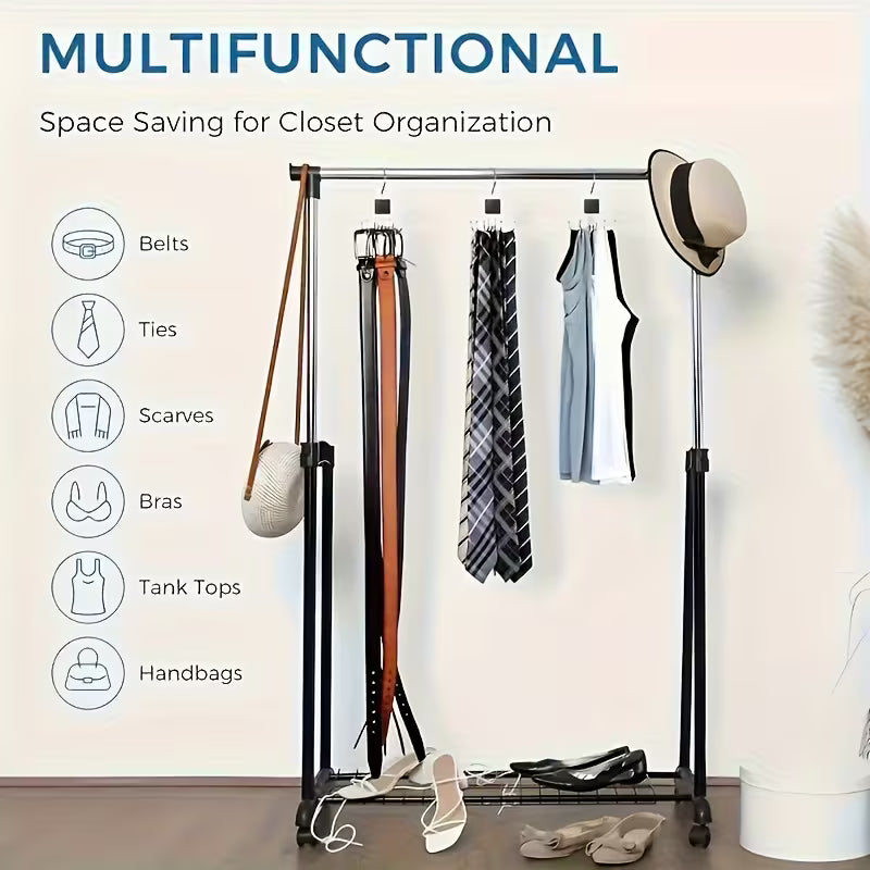 Multi-Functional Large Capacity Belt Hanger - Rotating Wooden Rack, Wooden