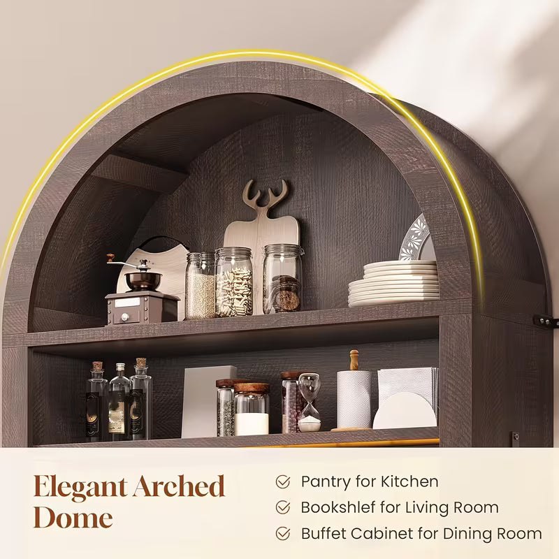 73" Tall Arched Bakers Rack with LED Lights