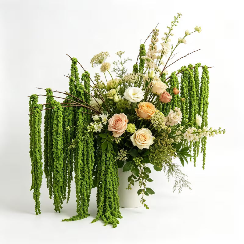 39pcs Set - Artificial Amaranth Flowers - Elegant Green Wisteria Hanging Flowers
