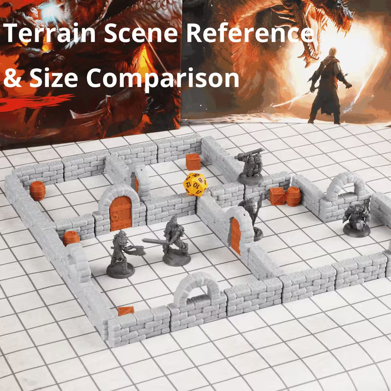 Dungeon Walls 28mm Miniature RPG Terrain Modular System RPG Terrain