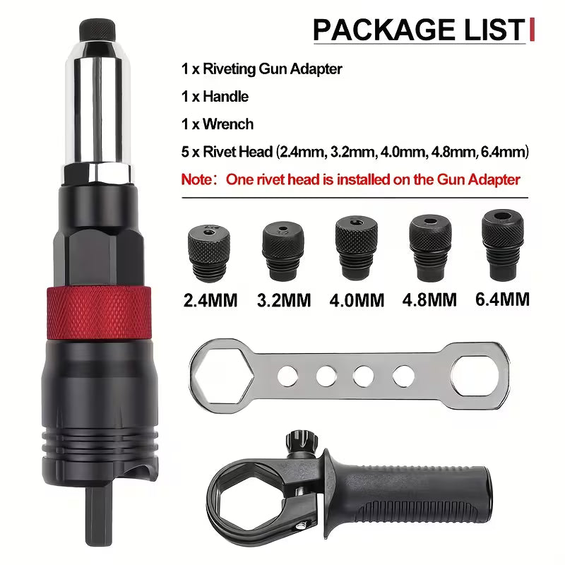 Professional Rivet Machine Kit, Home Riveter Gun Adapter, Multifunctional Automatic Rivet Nailer