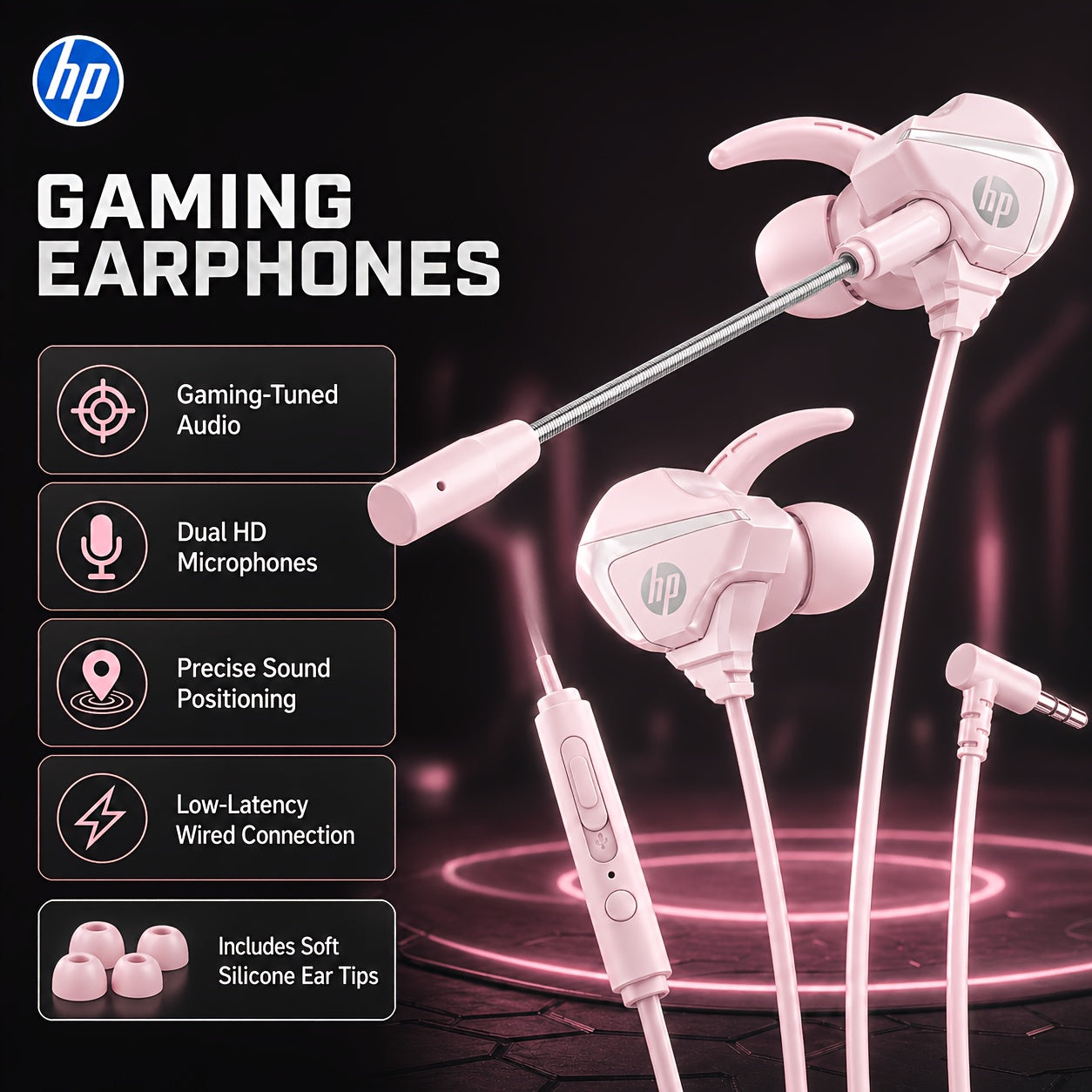 HP Wired Earbuds 3.5mm Gaming Headphones