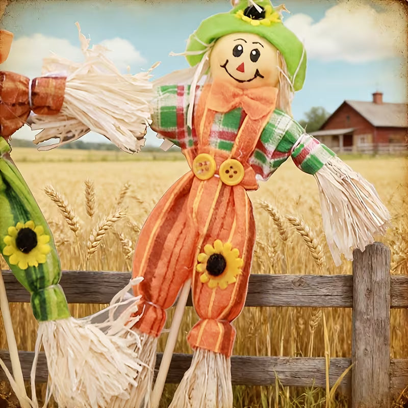 Home Kitchen Supplies Halloween Decorative Ornament, Rustic Small 11.81inch Scarecrow Scene