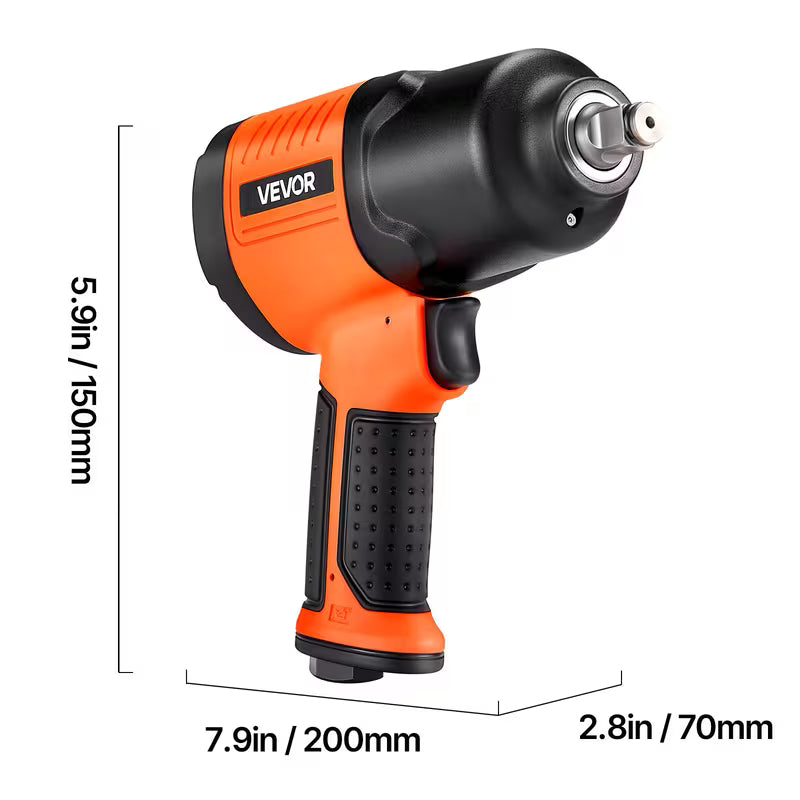 VEVOR Air Impact Wrench 1/2" Drive Pneumatic Impact Gun Up to 1100ft-lbs 4-Speed
