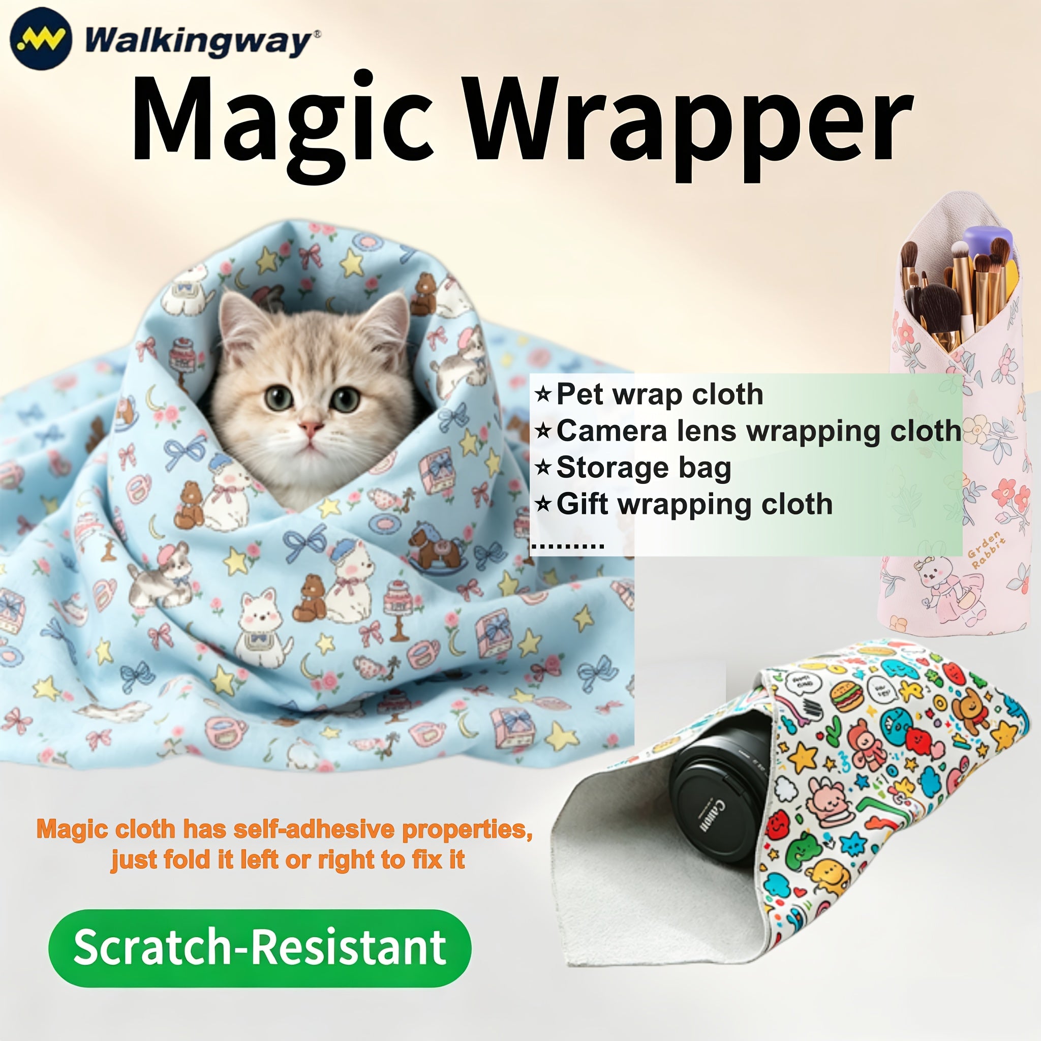 Walkingway Large Capacity Pet Cat Anti Scratch, Cat Fixing Cloth