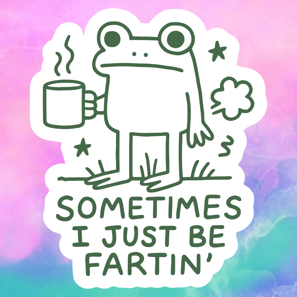 3pcs Line Art Style Farting Frog, Expressing a "Doing Nothing" Set