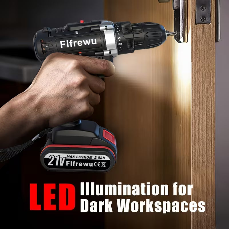 Renovation Special Cordless Drill, 21V 2.0Ah Battery, 2 Speed Transmission, Wood