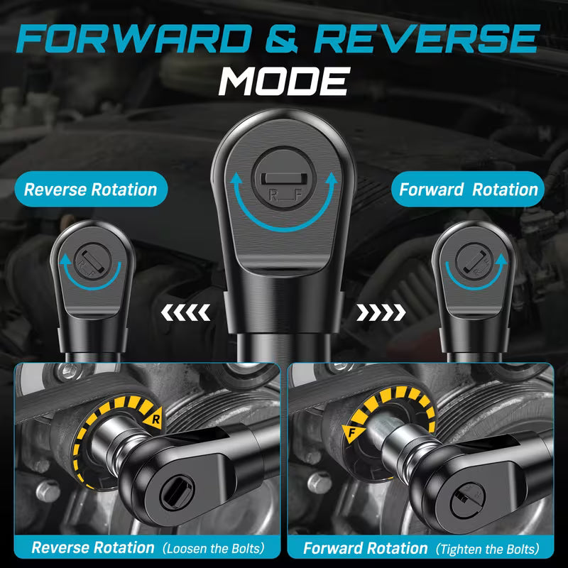 Seesii 21V Electric Ratchet Wrench Set - 3/8" 59ft Lbs/400RPM or 66ft Lbs/200RPM Variable Speed