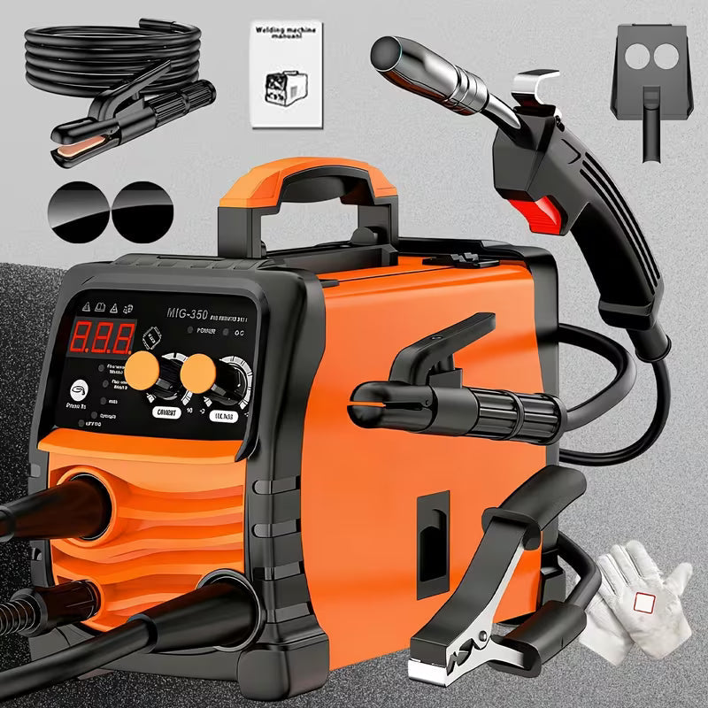 MIG-350/MIG-250 3 In 1 Welding Machine, 110V 60Hz 105A Gasless MIG/Stick ARC Welder With Orange
