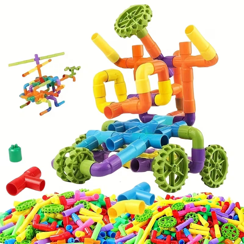 200-Piece Water Pipe Building Block Puzzle Toy