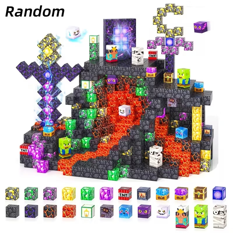 Magma Volcano Cave World Magnetic Building Blocks