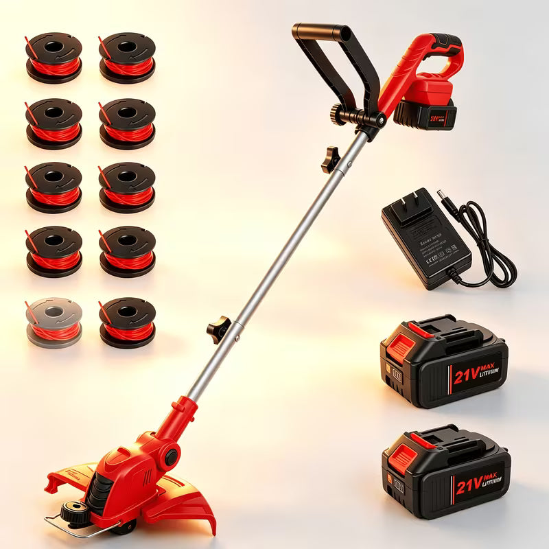 Lightweight 21V Cordless Electric Grass Trimmer, 11000 RPM Powerful Motor