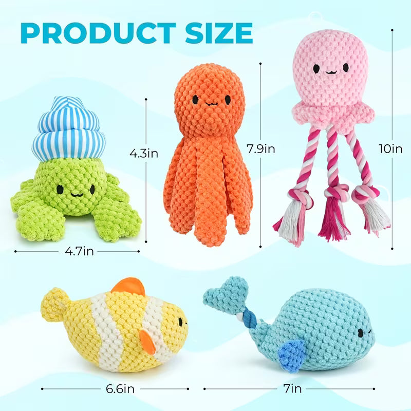 Packs Dog Toys, Plush Marine Animals, Stuffed Dog