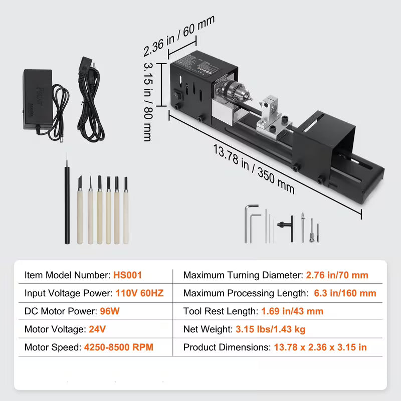 Electric Wood Lathe, Lathe Grinder, Suitable for DIY Woodworking And Wood Drilling Rotary Tools