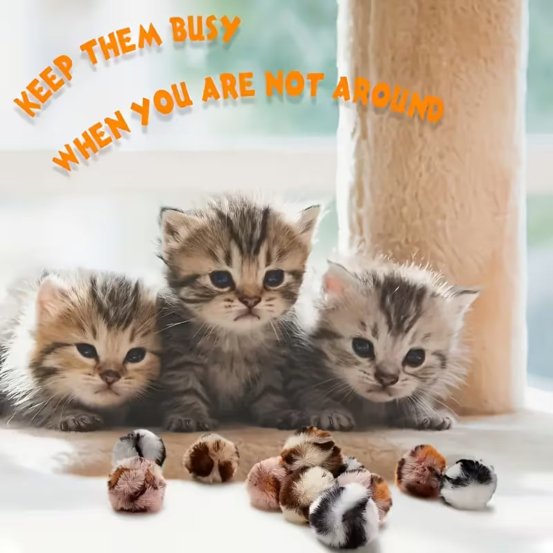 Plush Cat Toy Balls - Interactive Pet Toy Plush Balls Set, Random Color