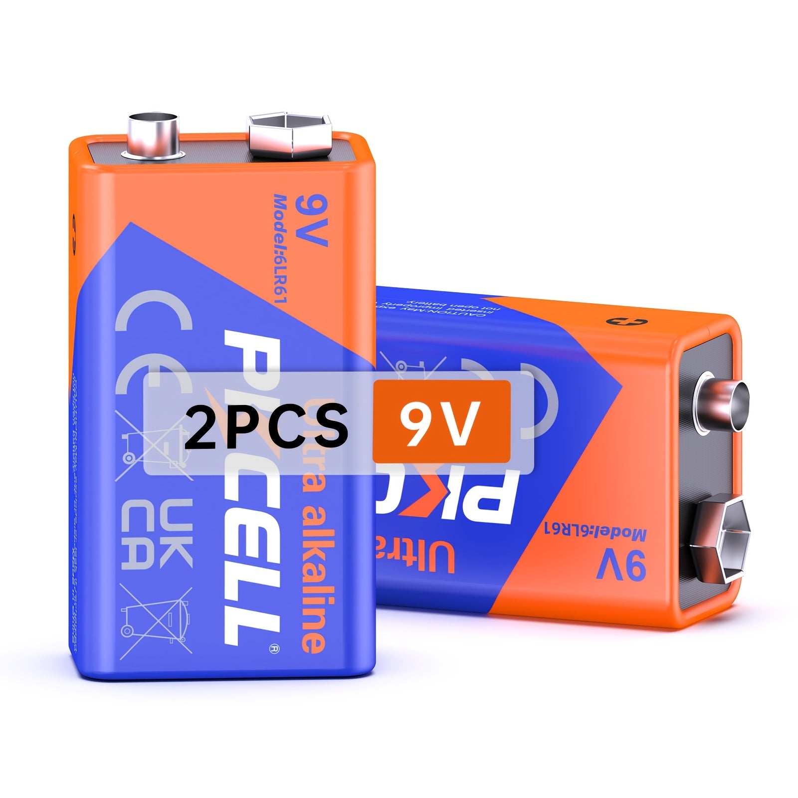 PKCELL 6LR61 9V Alkaline Battery, 2pcs Set
