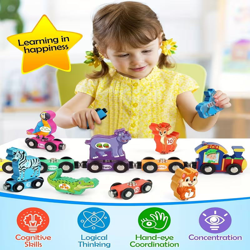 Wooden Train Set for Kids