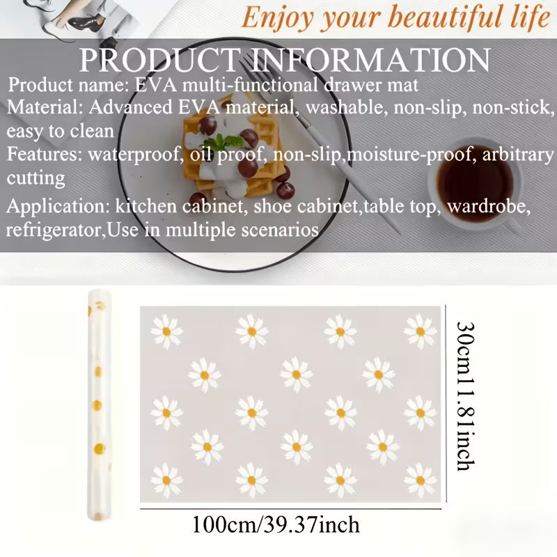 Roll of Daisy Design Waterproof Cabinet Liner, Plastic