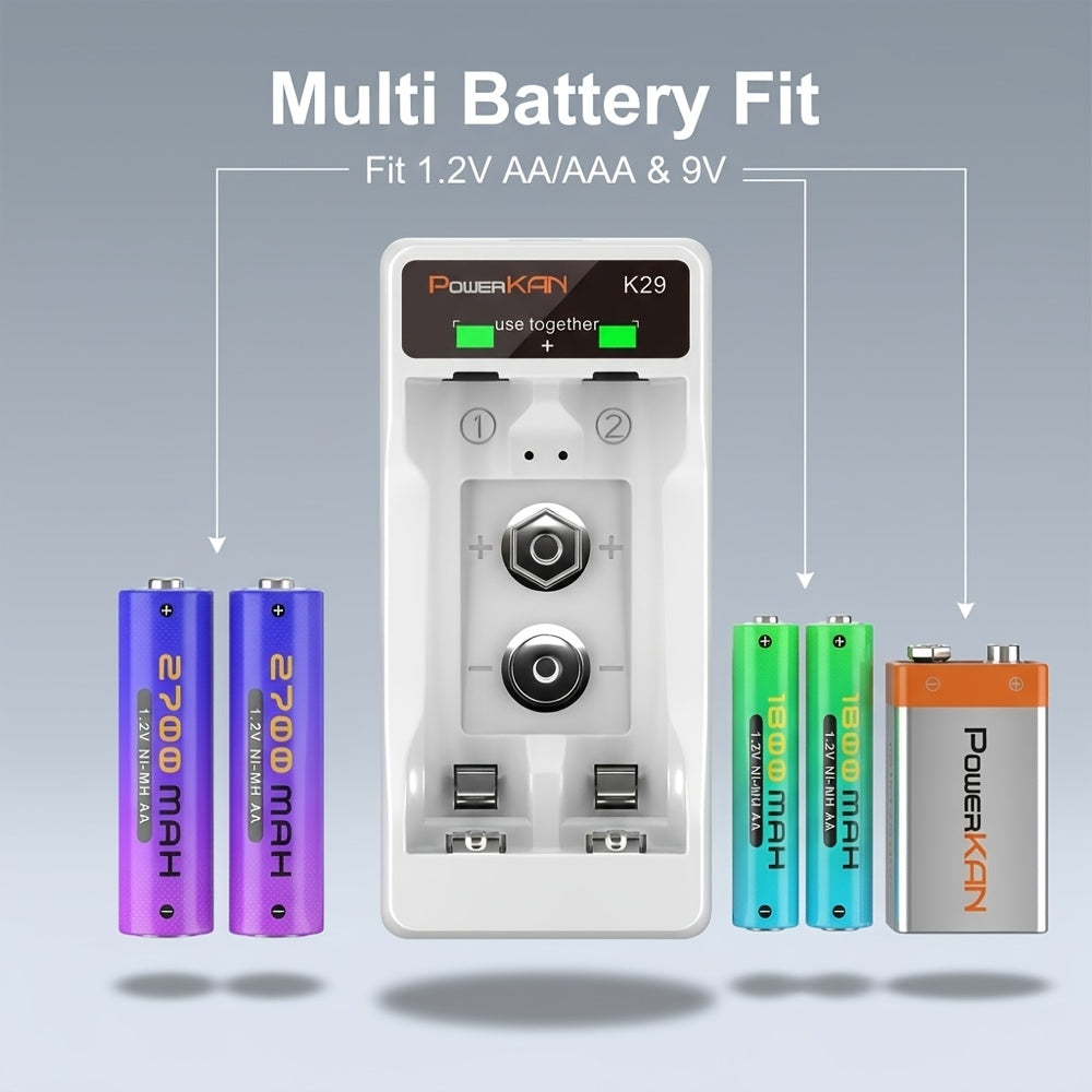 POWERKAN Smart USB Battery Charger Fast Charging 0.45A