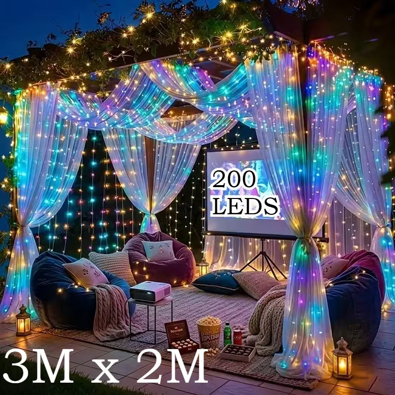 USB Decorative Light - Fairy Curtain Light with 8 Flashing Modes, USB Powered