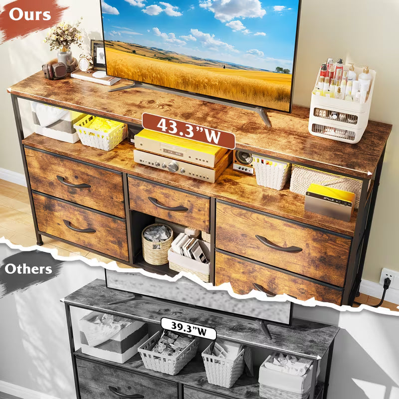 TV Stand Dresser With 5 Drawers, TV Stands Entertainment Center