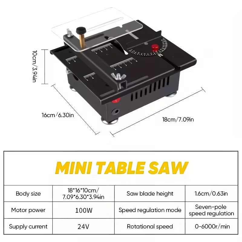 Precision Mini Table Saw, Multifunctional Portable And Adjustable, Cutting, Sanding, Engraving