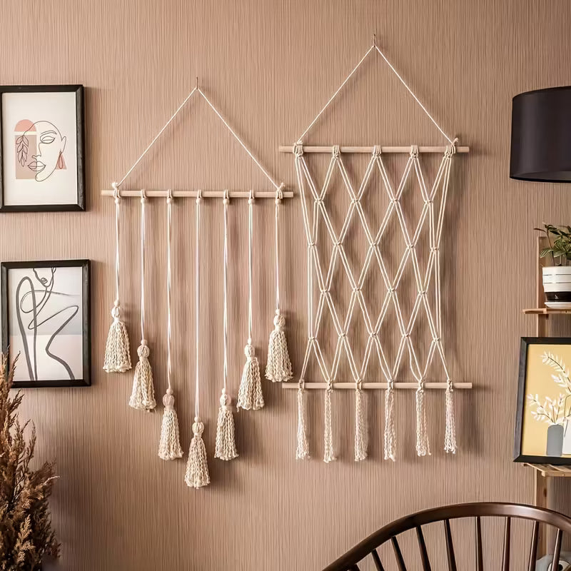 Unique Handwoven Boho Chic Macrame Photo Wall Hanging