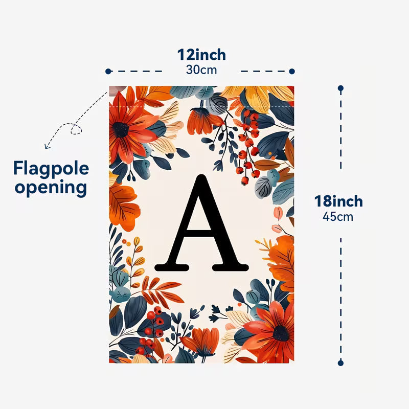 Double-Sided Welcome Yard Banner - Charming Monogram Garden Flag - 12x18 inch