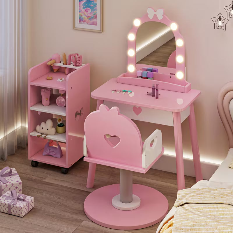Kids Vanity Set with Light and Barber Chair
